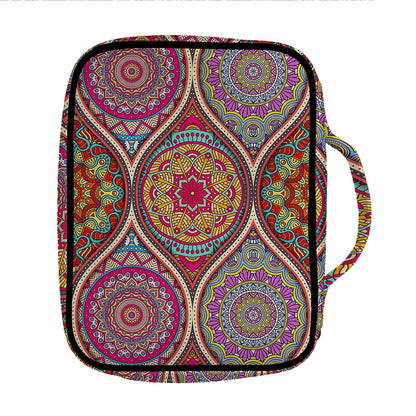 Oval Bohemian Mandala Patchwork Print Front Pocket Bible Bag