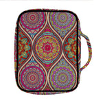 Oval Bohemian Mandala Patchwork Print Front Pocket Bible Bag