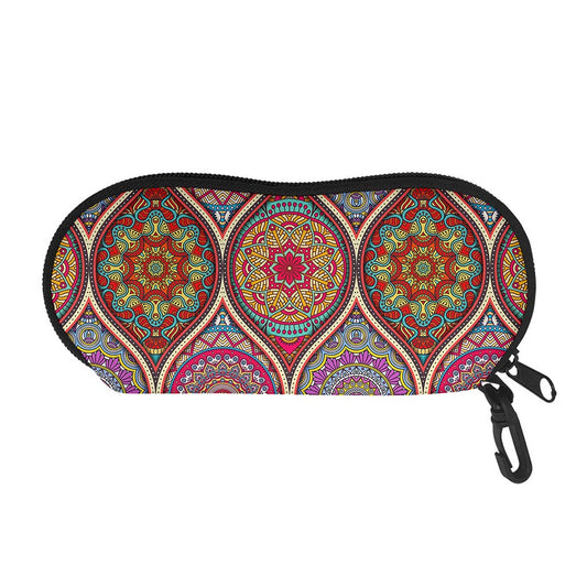 Oval Bohemian Mandala Patchwork Print Glasses Case