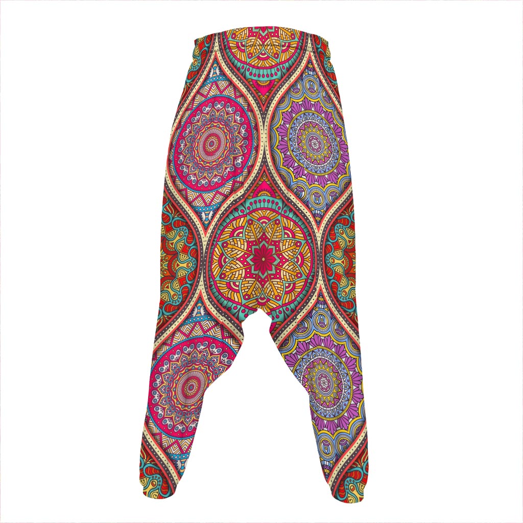 Oval Bohemian Mandala Patchwork Print Hammer Pants