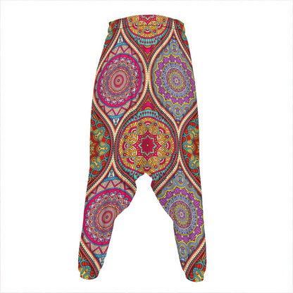 Oval Bohemian Mandala Patchwork Print Hammer Pants
