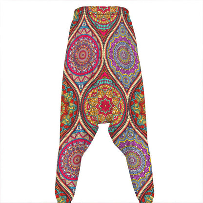 Oval Bohemian Mandala Patchwork Print Hammer Pants