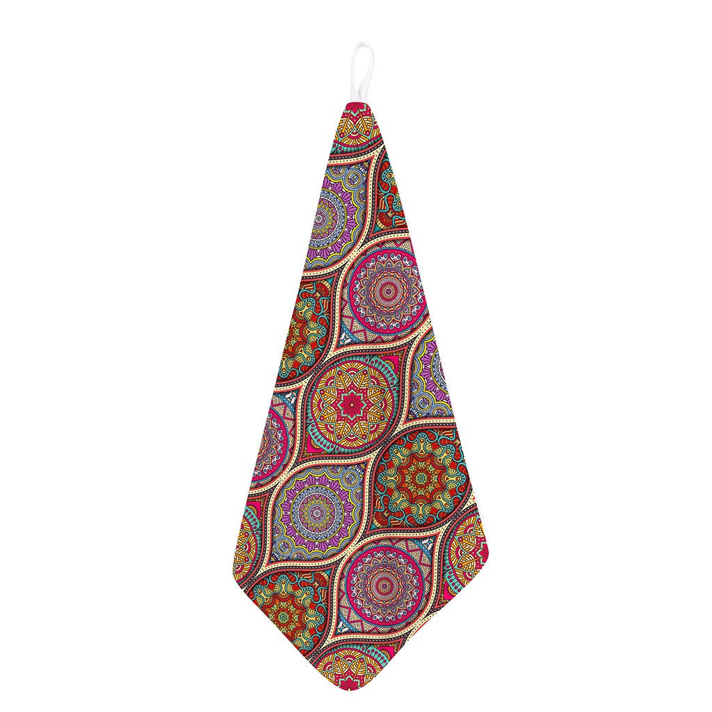 Oval Bohemian Mandala Patchwork Print Hand Towel