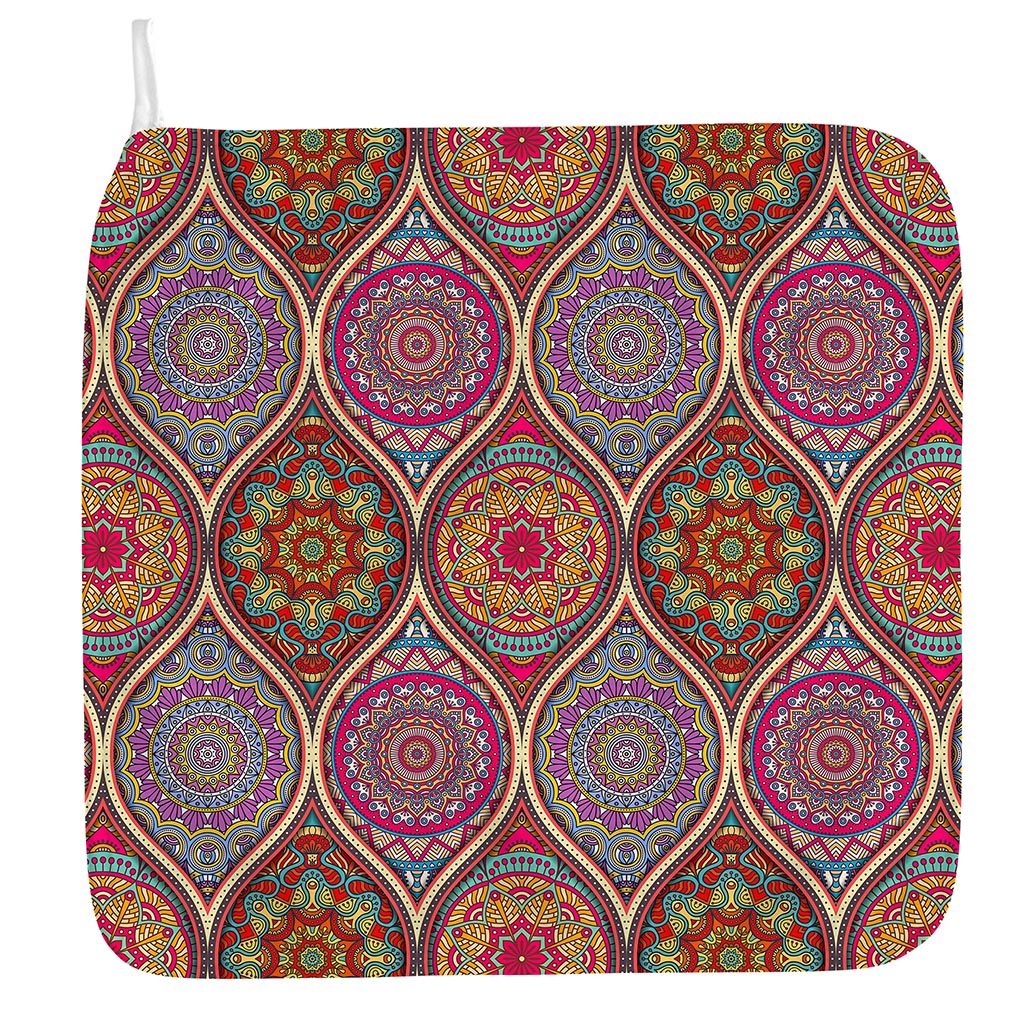 Oval Bohemian Mandala Patchwork Print Hand Towel