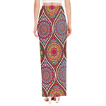 Oval Bohemian Mandala Patchwork Print High Slit Maxi Skirt