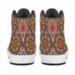 Oval Bohemian Mandala Patchwork Print High Top Leather Sneakers