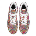 Oval Bohemian Mandala Patchwork Print High Top Leather Sneakers