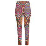 Oval Bohemian Mandala Patchwork Print High-Waisted Pocket Leggings