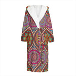 Oval Bohemian Mandala Patchwork Print Hooded Bathrobe