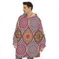 Oval Bohemian Mandala Patchwork Print Hoodie Blanket