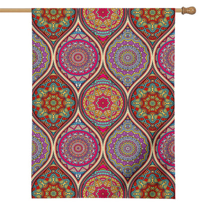 Oval Bohemian Mandala Patchwork Print House Flag