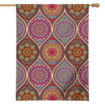 Oval Bohemian Mandala Patchwork Print House Flag