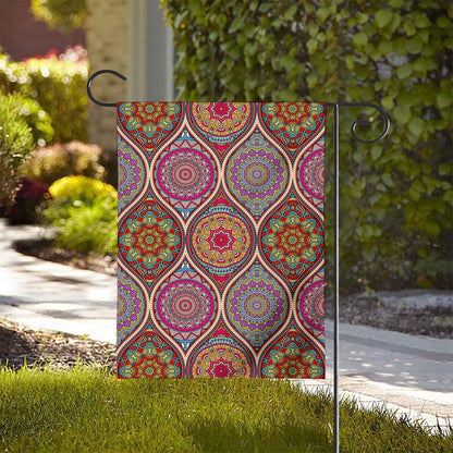 Oval Bohemian Mandala Patchwork Print House Flag