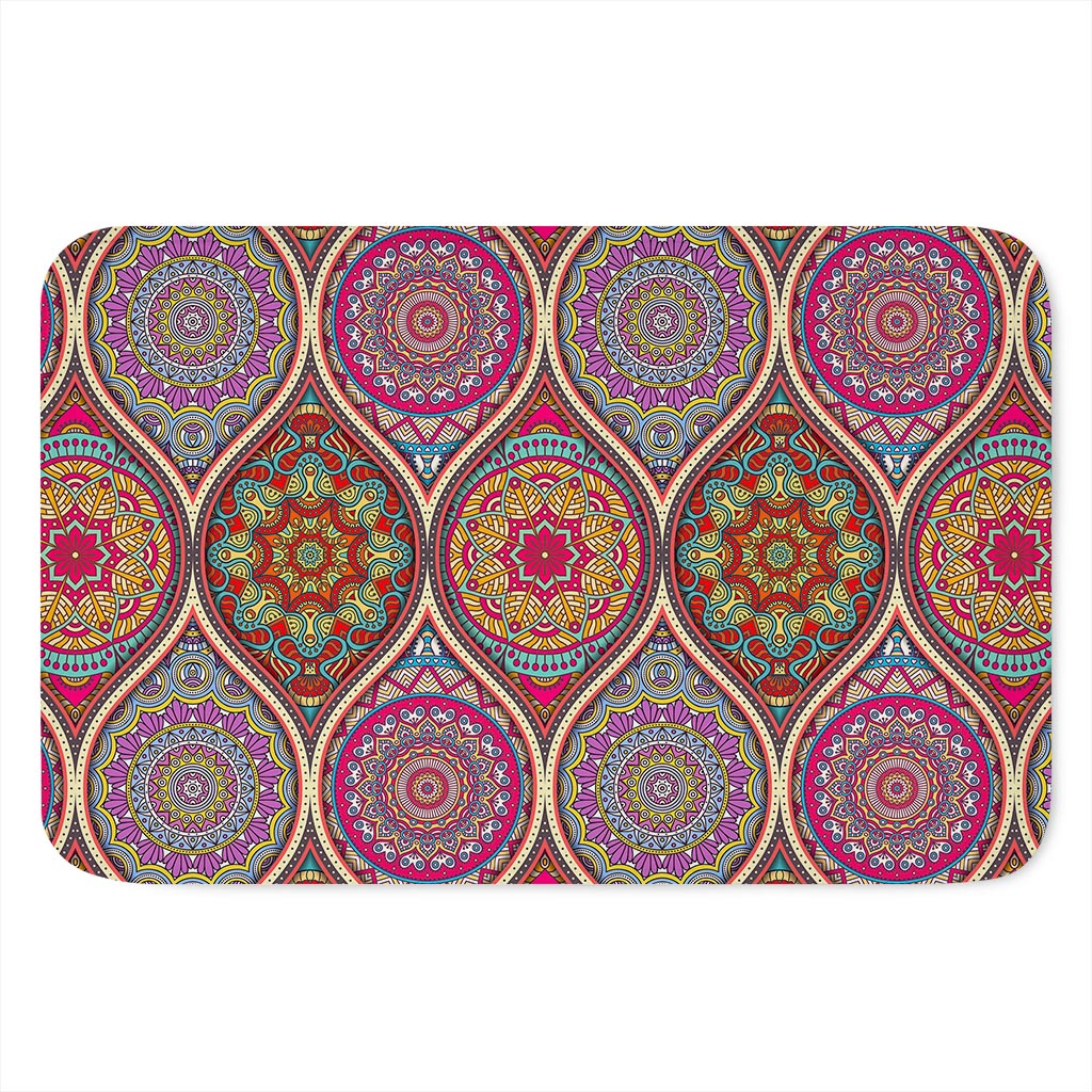 Oval Bohemian Mandala Patchwork Print Indoor Door Mat