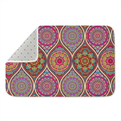 Oval Bohemian Mandala Patchwork Print Indoor Door Mat
