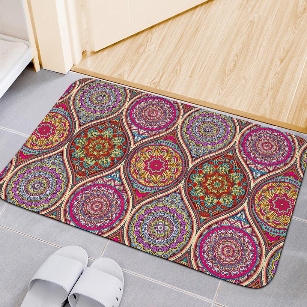 Oval Bohemian Mandala Patchwork Print Indoor Door Mat