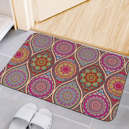 Oval Bohemian Mandala Patchwork Print Indoor Door Mat