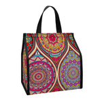 Oval Bohemian Mandala Patchwork Print Insulated Lunch Tote