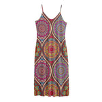 Oval Bohemian Mandala Patchwork Print Jersey Midi Cami Dress