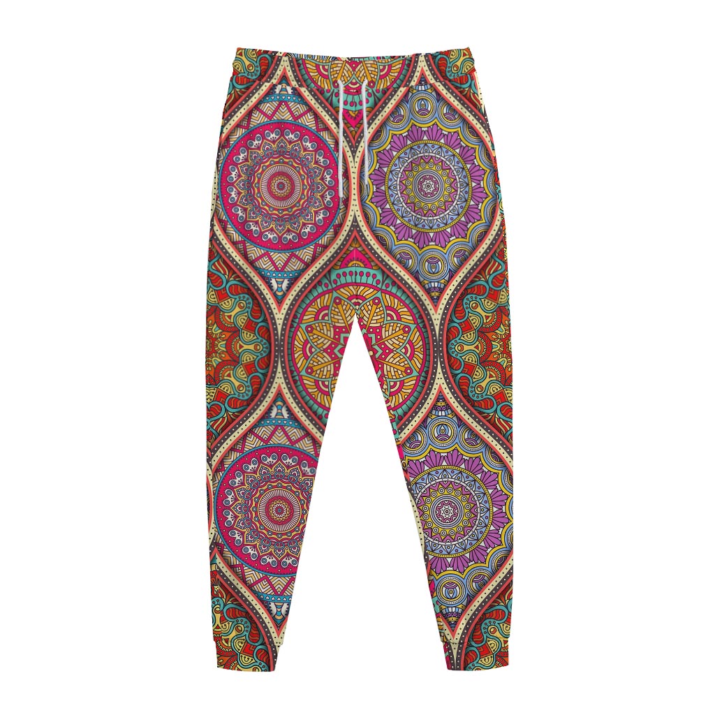 Oval Bohemian Mandala Patchwork Print Jogger Pants