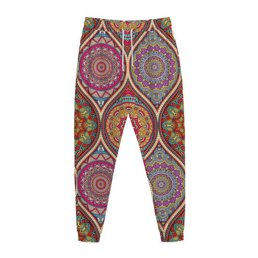 Oval Bohemian Mandala Patchwork Print Jogger Pants