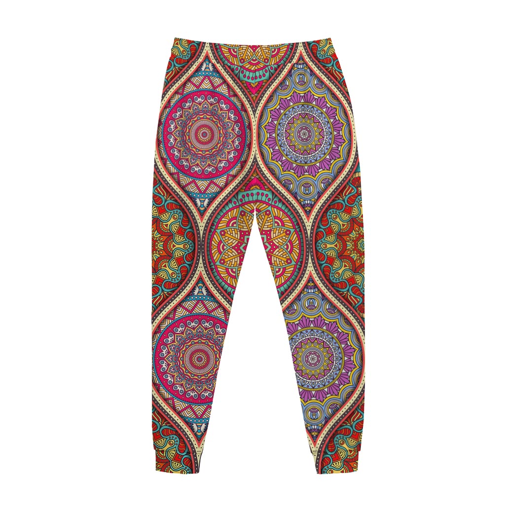 Oval Bohemian Mandala Patchwork Print Jogger Pants