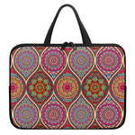 Oval Bohemian Mandala Patchwork Print Laptop Sleeve With Handle