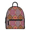 Oval Bohemian Mandala Patchwork Print Leather Backpack
