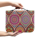 Oval Bohemian Mandala Patchwork Print Leather Bible Cover