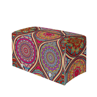 Oval Bohemian Mandala Patchwork Print Leather Tissue Box Cover