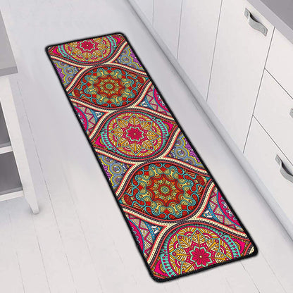Oval Bohemian Mandala Patchwork Print Long Kitchen Mat