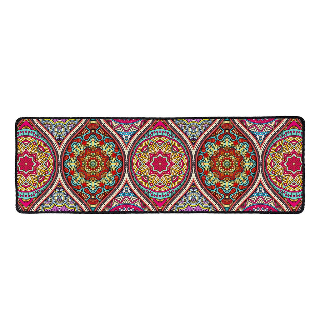 Oval Bohemian Mandala Patchwork Print Long Kitchen Mat