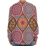 Oval Bohemian Mandala Patchwork Print Long Sleeve Baseball Jersey