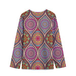 Oval Bohemian Mandala Patchwork Print Long Sleeve Short Coat