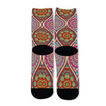 Oval Bohemian Mandala Patchwork Print Long Socks