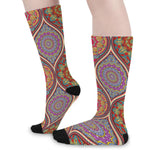 Oval Bohemian Mandala Patchwork Print Long Socks