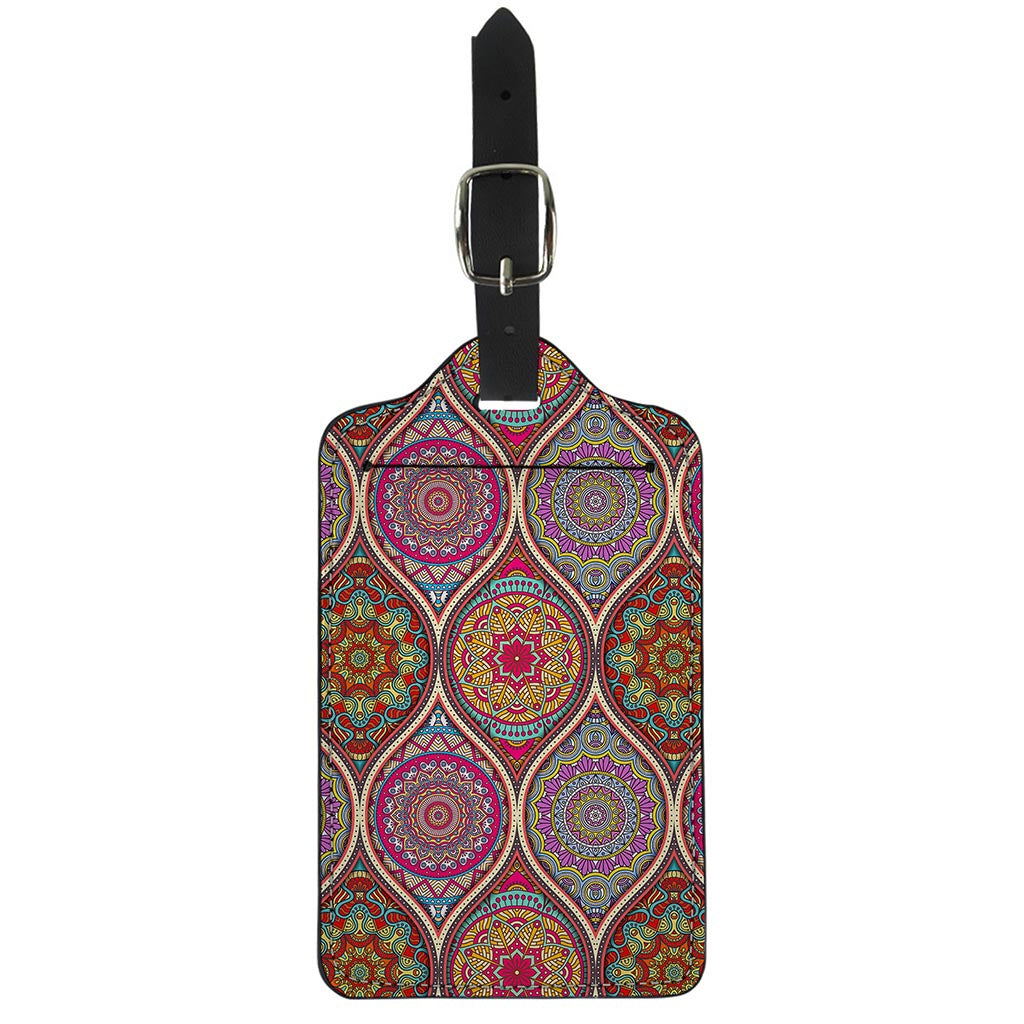 Oval Bohemian Mandala Patchwork Print Luggage Tag