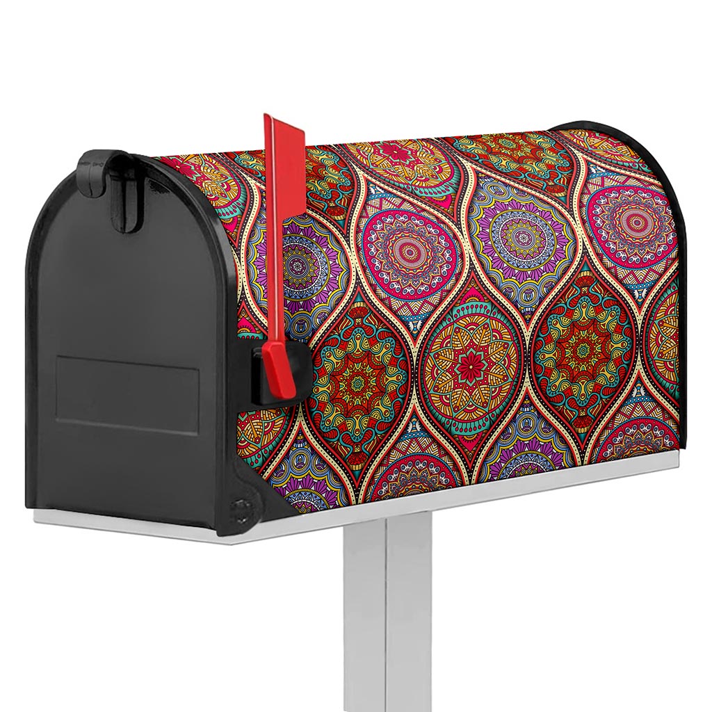 Oval Bohemian Mandala Patchwork Print Mailbox Cover