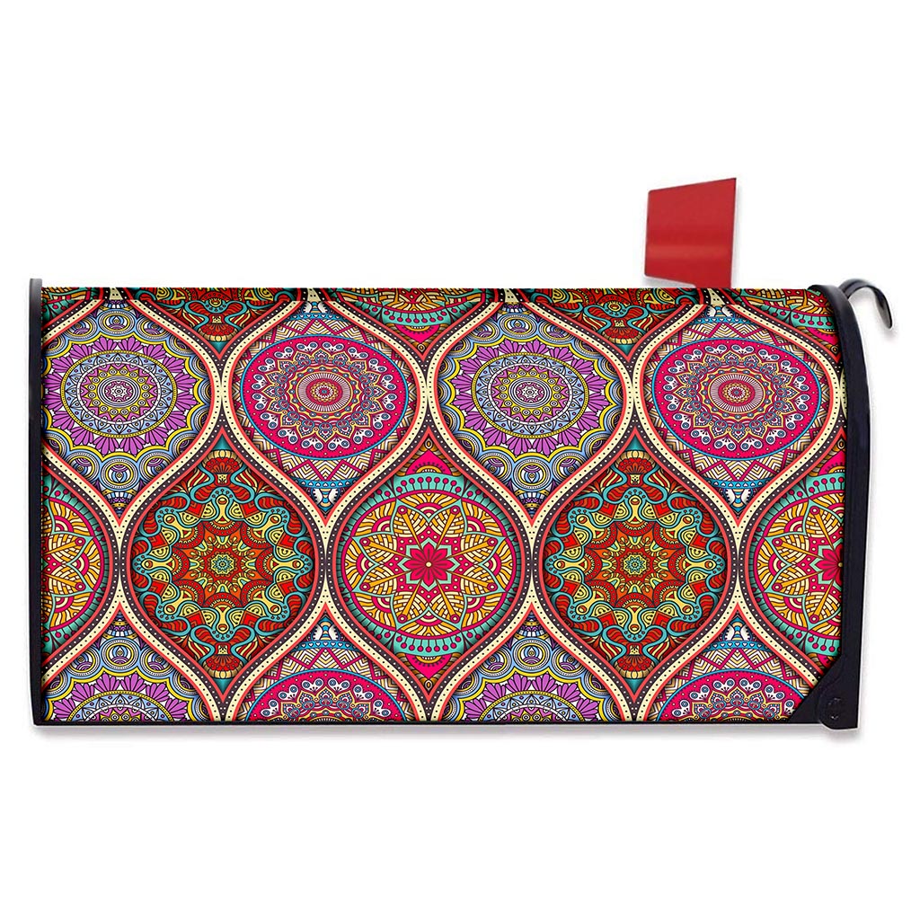 Oval Bohemian Mandala Patchwork Print Mailbox Cover