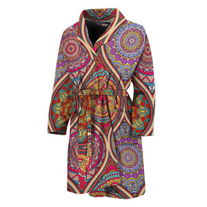 Oval Bohemian Mandala Patchwork Print Men's Bathrobe