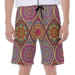 Oval Bohemian Mandala Patchwork Print Men's Beach Shorts