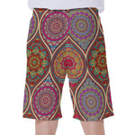 Oval Bohemian Mandala Patchwork Print Men's Beach Shorts