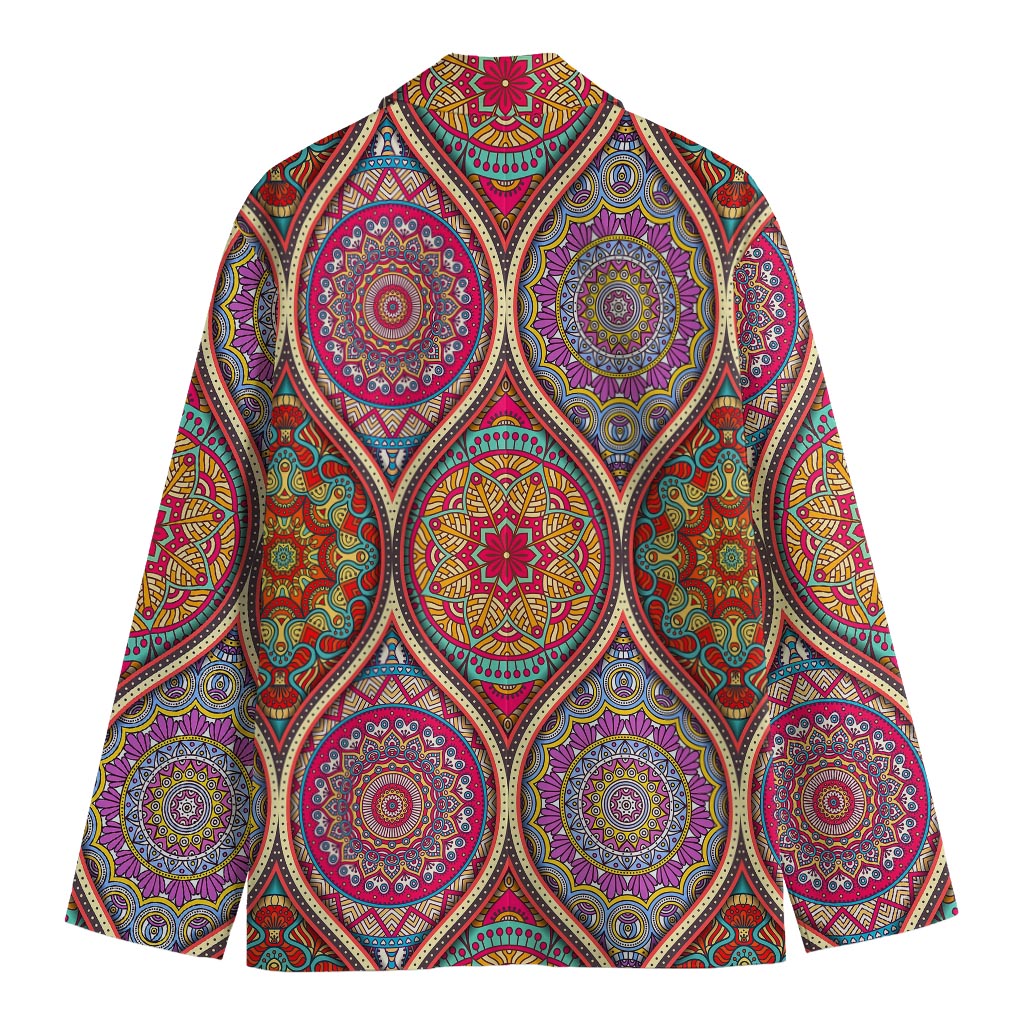 Oval Bohemian Mandala Patchwork Print Men's Blazer