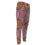 Oval Bohemian Mandala Patchwork Print Men's Compression Pants