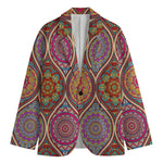 Oval Bohemian Mandala Patchwork Print Men's Cotton Blazer