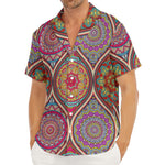 Oval Bohemian Mandala Patchwork Print Men's Deep V-Neck Shirt