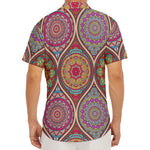 Oval Bohemian Mandala Patchwork Print Men's Deep V-Neck Shirt
