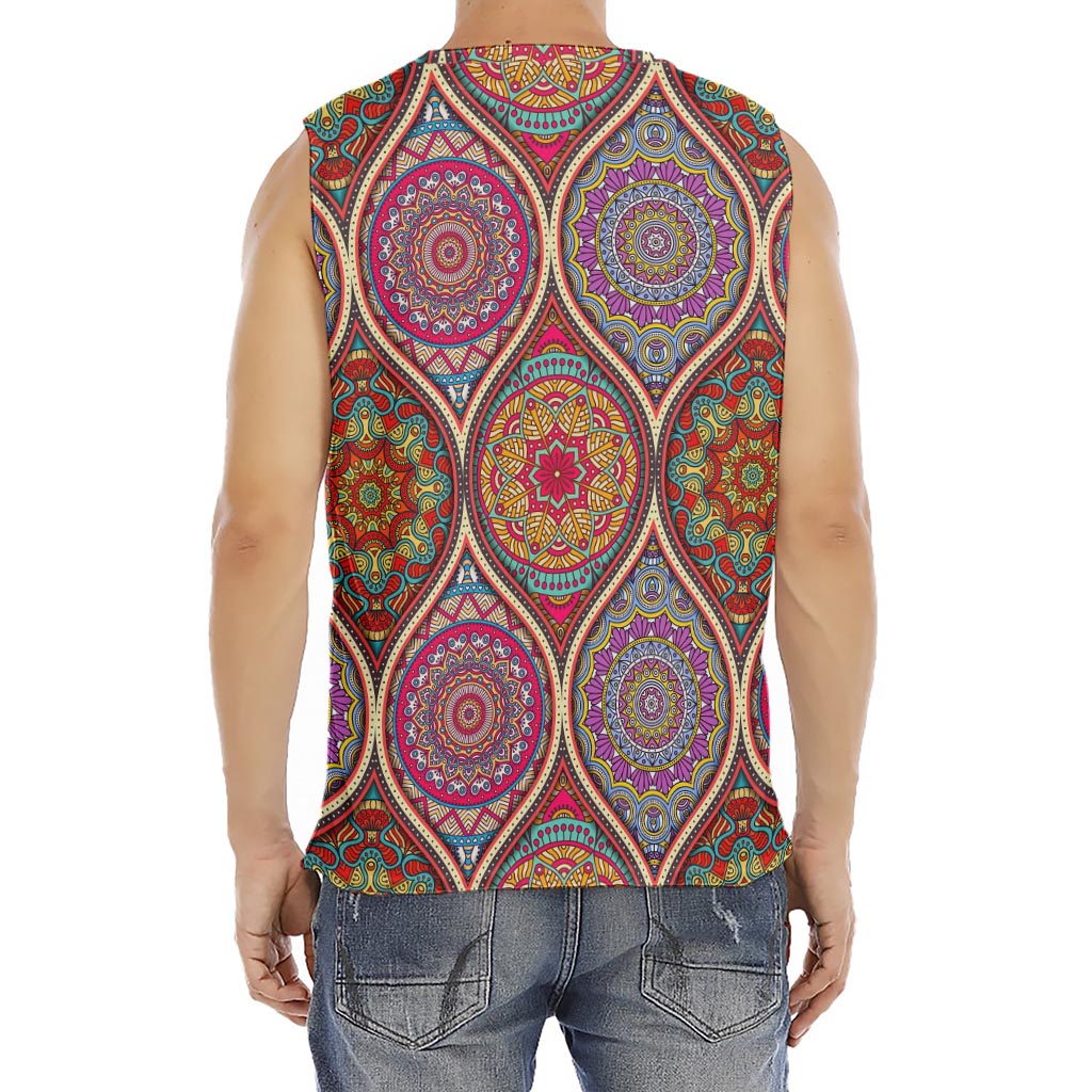 Oval Bohemian Mandala Patchwork Print Men's Fitness Tank Top