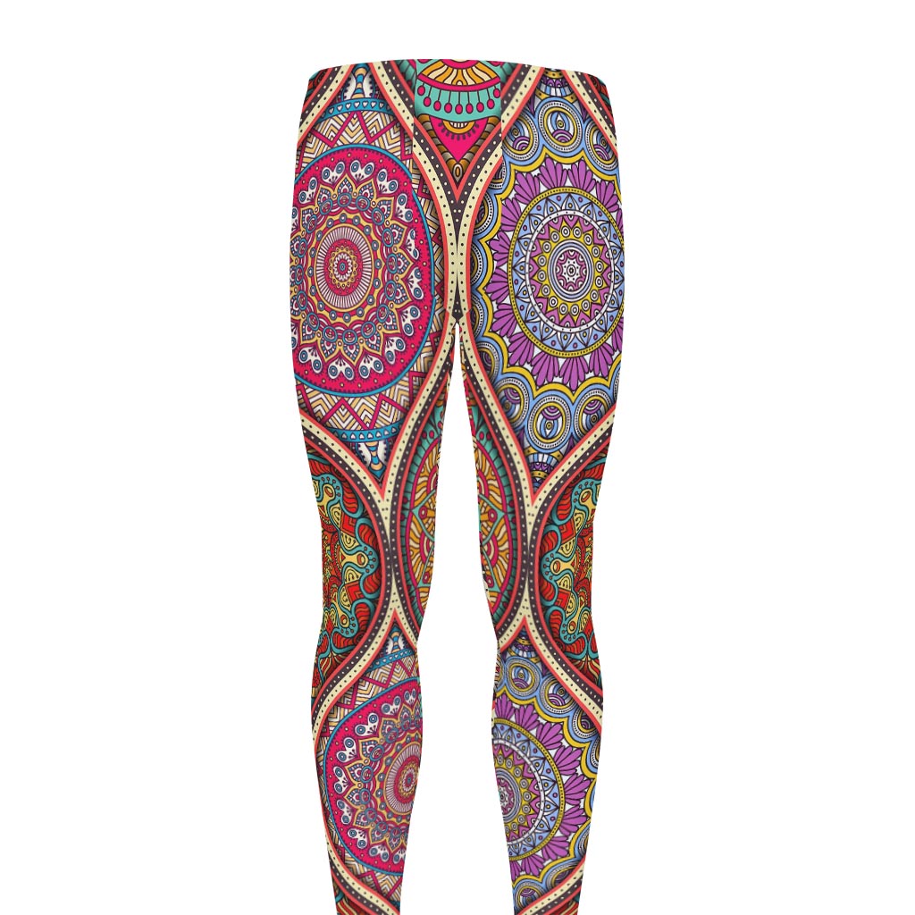 Oval Bohemian Mandala Patchwork Print Men's leggings