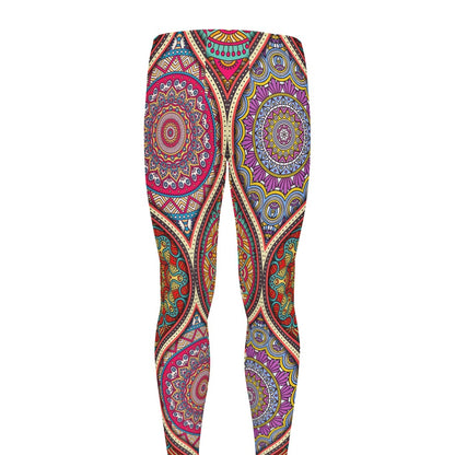 Oval Bohemian Mandala Patchwork Print Men's leggings